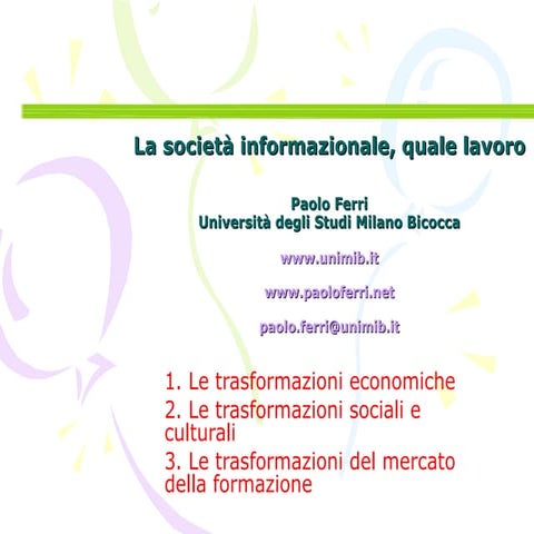 La società informazionale, quale lavoro