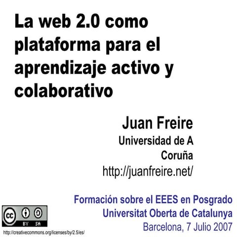 La web 2.0 como plataforma para el aprendizaje activo y colaborativo
