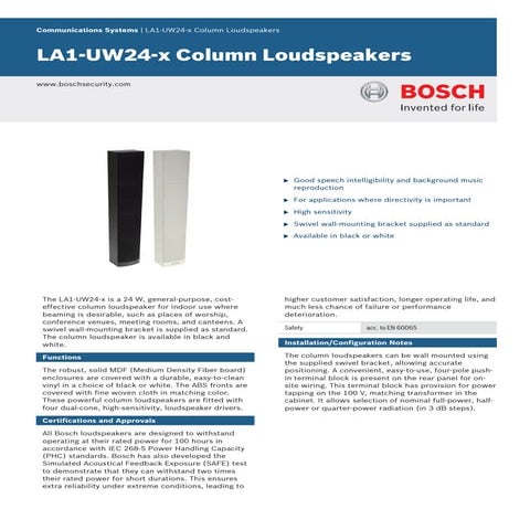 La1 uw24 x column loudspeakers