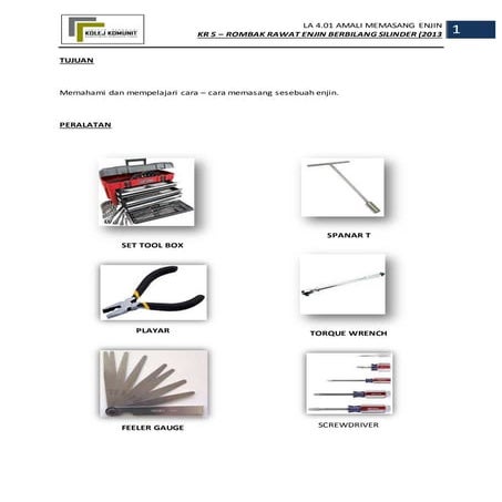 Amali memasang enjin