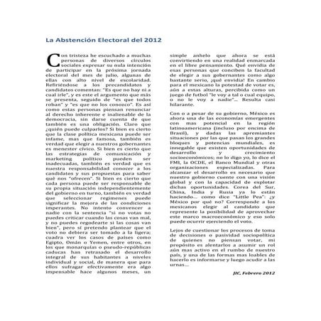 La abstención electoral del 2012