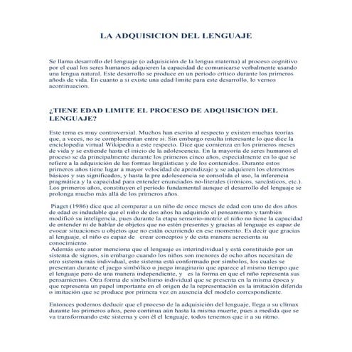 La adquisicion del lenguaje