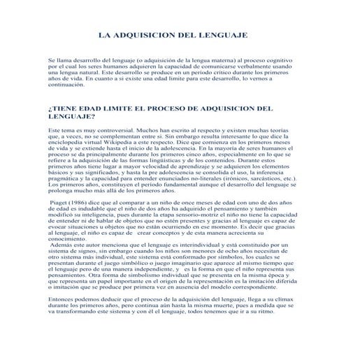 La adquisicion del lenguaje
