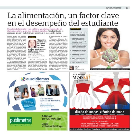 La alimentación un factor clave en el desempeño del estudiante