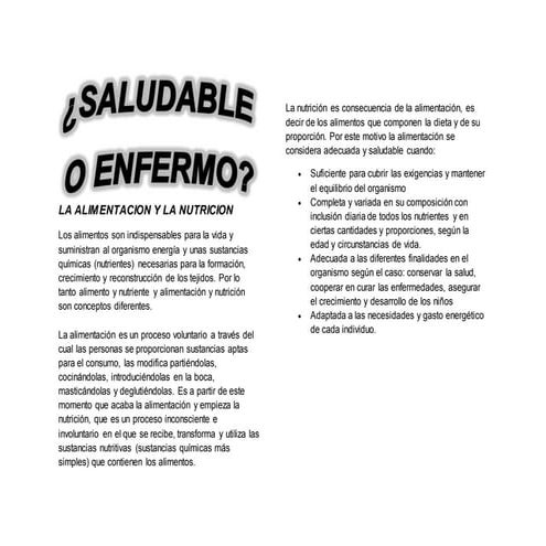 La alimentacion y la nutricion