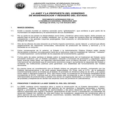 LA ANEF Y LA PROPUESTA DEL GOBIERNO DE MODERNIZACION Y REDISEÑO DEL ESTADO