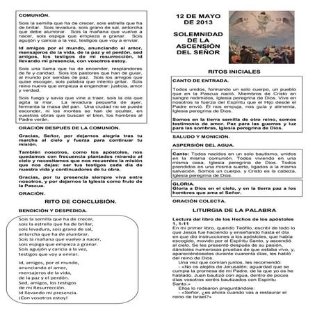 La ascensión del señor. ciclo c. día 12 de mayo del 2013