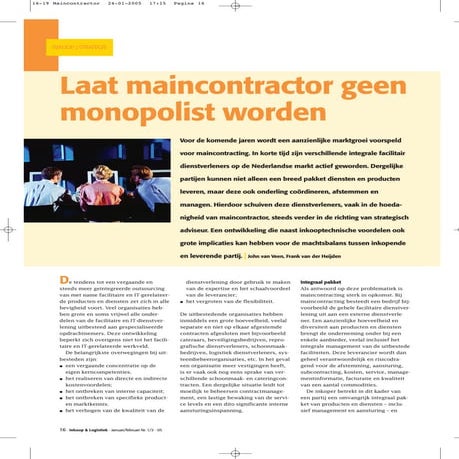 Laat monopolist geen maincontractor worden 2005 jv v