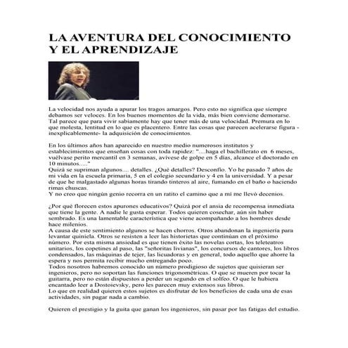 La Aventura Del Conocimiento Y El Aprendizaje