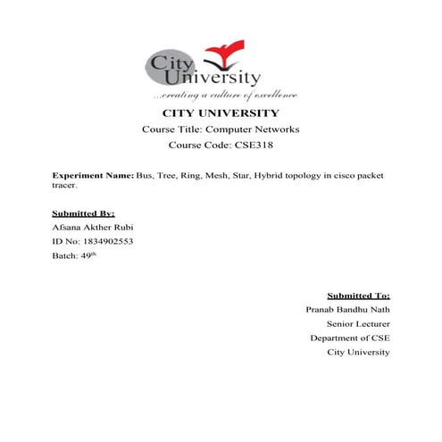 Hybrid Topology Design with Cisco Packet Tracer