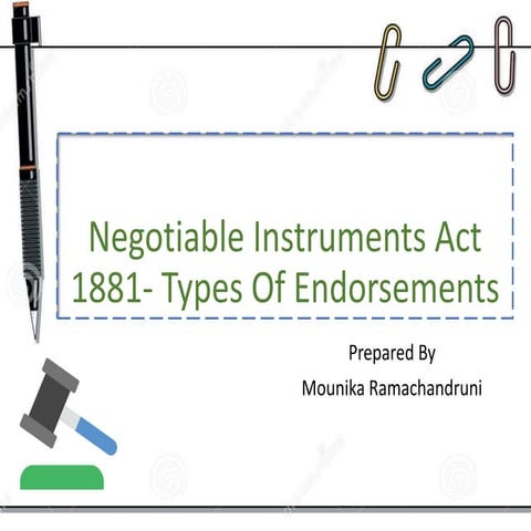Negotiable Instruments Act,1881- Types of endorsements 
