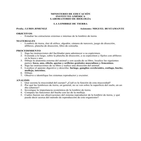 Lab. lombriz de tierra