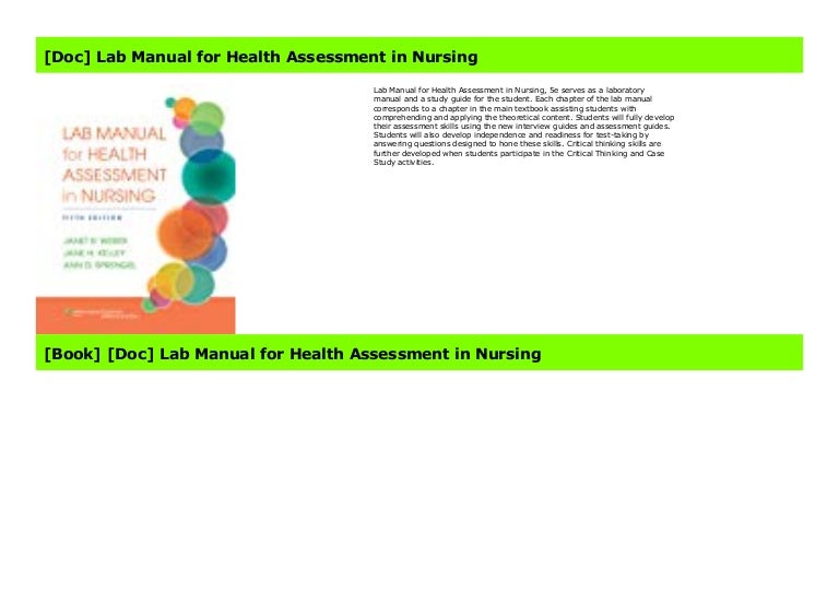[Doc] Lab Manual for Health Assessment in Nursing