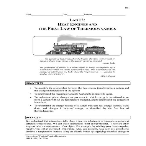 Lab 12 heat engines and 1st law