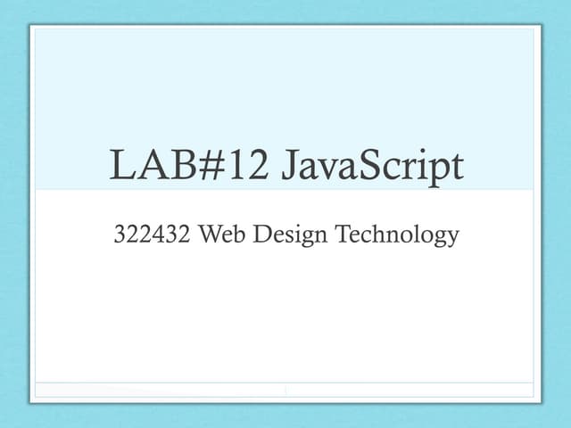 Lab#12 java script