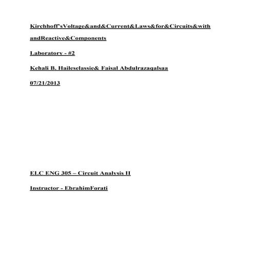 Lab 2 kirchhoffs voltage and current laws by kehali bekele haileselassie