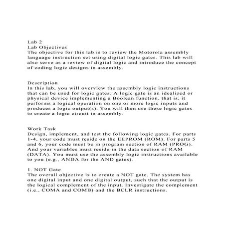 Lab 2Lab ObjectivesThe objective for this lab is to review.docx