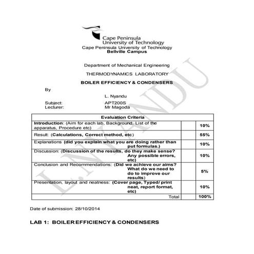 Lab 3   boiler efficiency & condensers