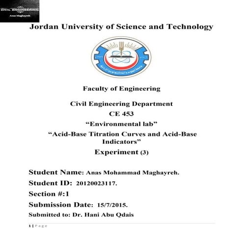 Lab 3 acid base titration curves and acid_base indicators