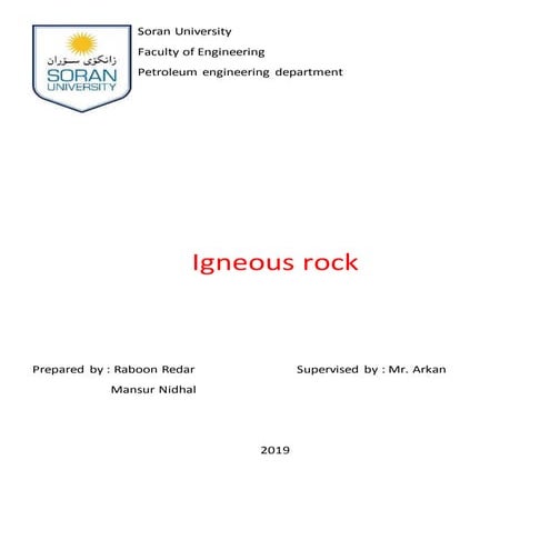 Physical Properties of different types of Igneous Rocks (Geology)