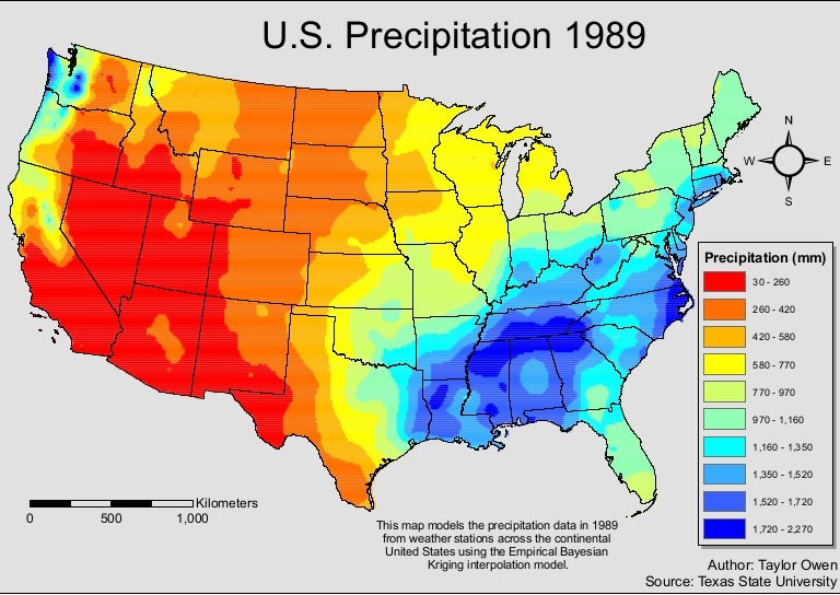 Map of U.S. Precipitation in 1989