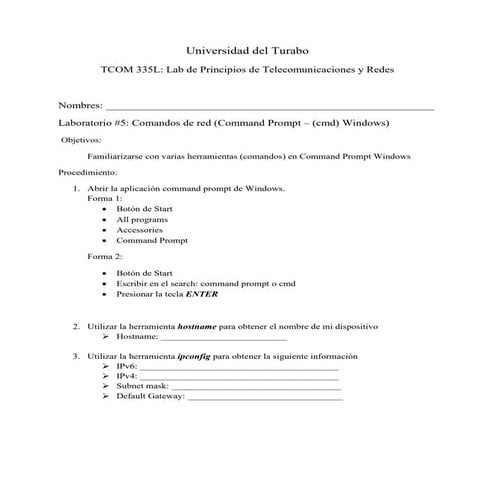 Lab #5 comandos desde cmd