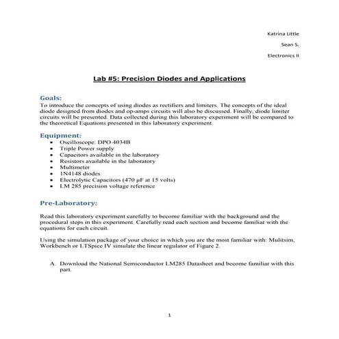 Lab 5 Report Precision Diodes and Applications