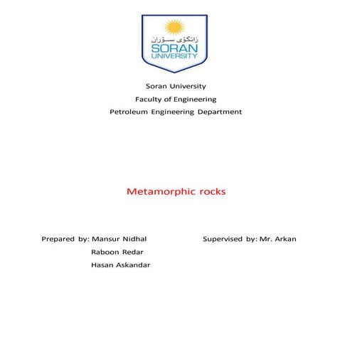 Physical Properties of different types of Metamorphic Rocks (Geology)