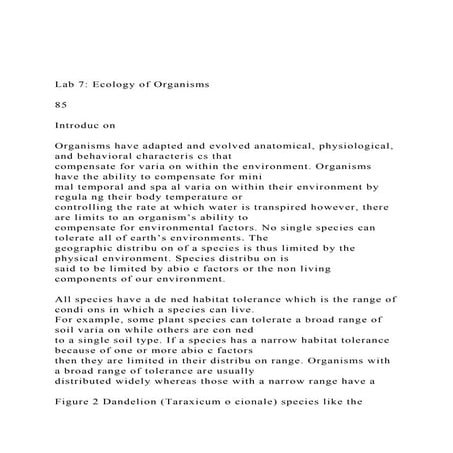 Lab 7 Ecology of Organisms85Introduc onOrganisms .docx | Gardening ...