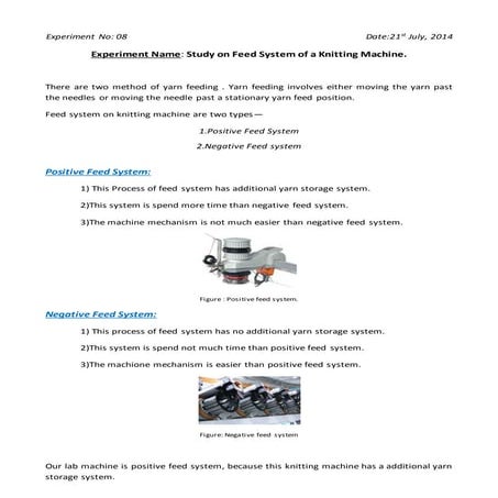 Study on Feed System of a Knitting Machine.