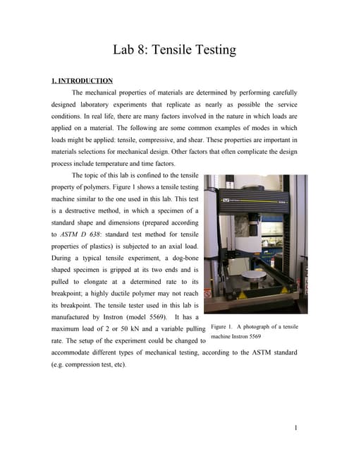 Lab 8 tensile testing