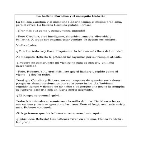 La ballena carolina y el mosquito roberto