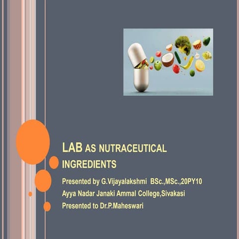 Lab as nutraceutical ingredients