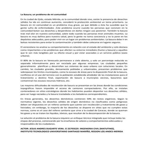 La basura en la comunidad de ejido merida | PDF
