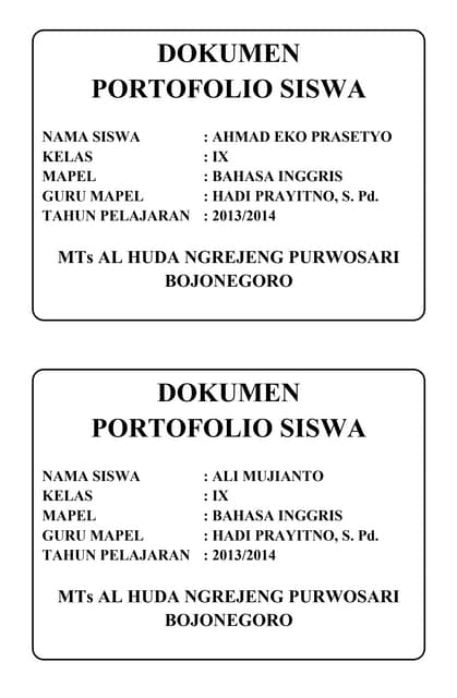 Penilaian Portofolio Ips Sd