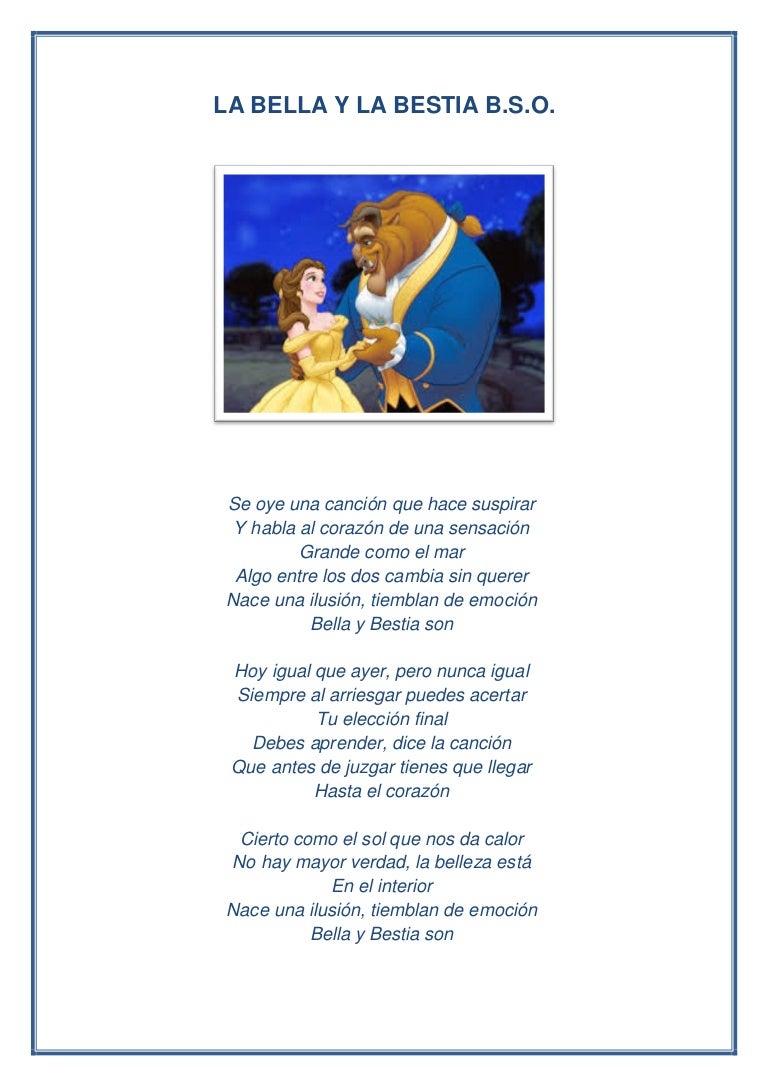 La bella y la bestia letra pdf - Letra De La Bella Y La Bestia