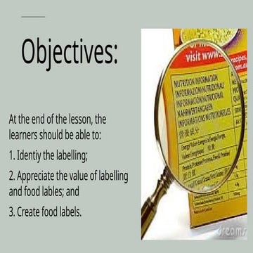 Processed Foods packaging and labelling.