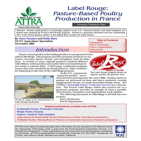 Label Rouge: Pasture-Based Poultry Production in France | PDF