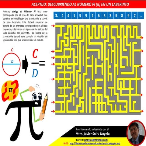 ACERTIJO: DESCUBRIENDO AL NÚMERO PI (π) EN UN LABERINTO. Crea JAVIER SOLIS NO...