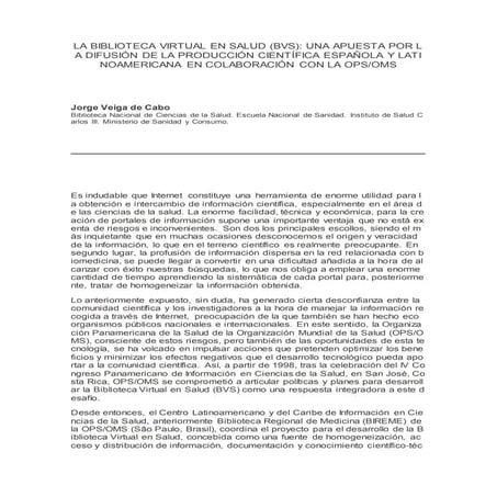 La biblioteca virtual en salud