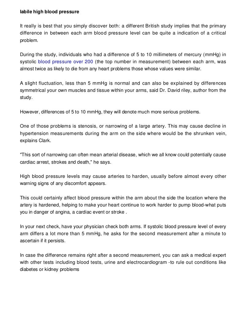 Labile Blood Pressure
