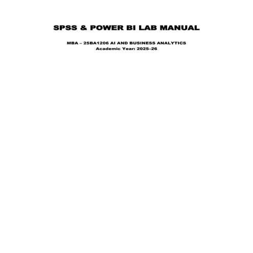 Comprehensive SPSS and Power BI Lab Manual for MBA Analytics, Course ...