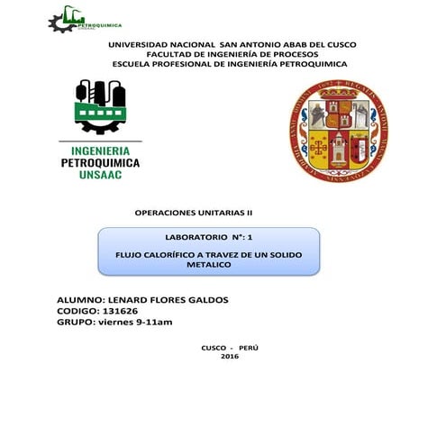 flujo calorífico a través de un solido metálico 