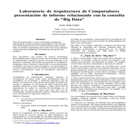 Laboratorio 3 formato ieee "Tecnologias de Big Data"