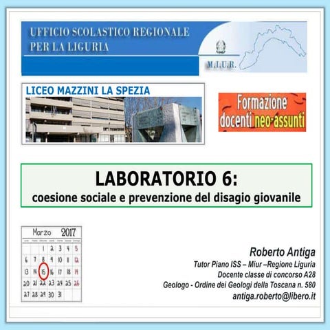 Lab. Coesione sociale e prevenzione del disagio giovanile.
