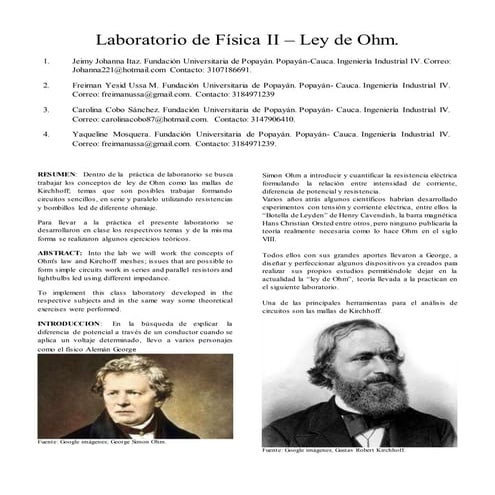 Laboratorio de física II Ley de Ohm