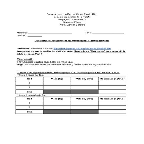 Laboratorio de momentum