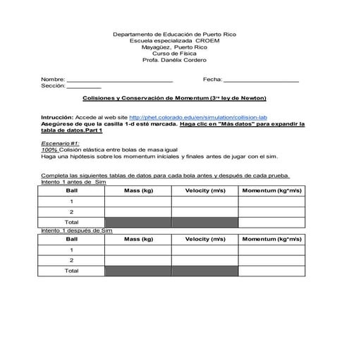 Laboratorio de Momentum