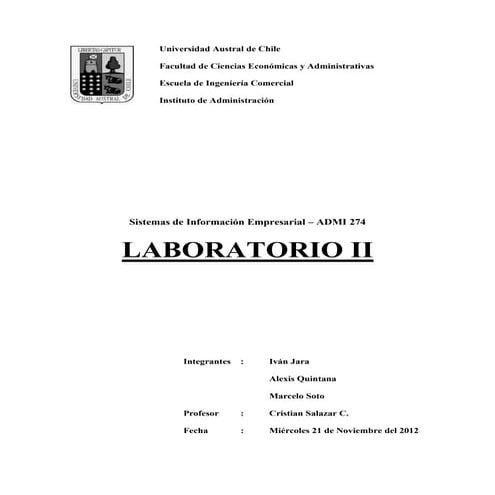 Laboratorio ii   sistemas de informacion empresarial - iván jara, alexis quin...