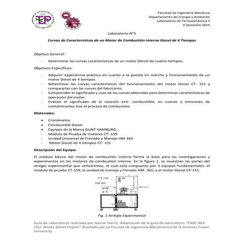 Laboratorio n°5 motor diesel ct-151 | PDF